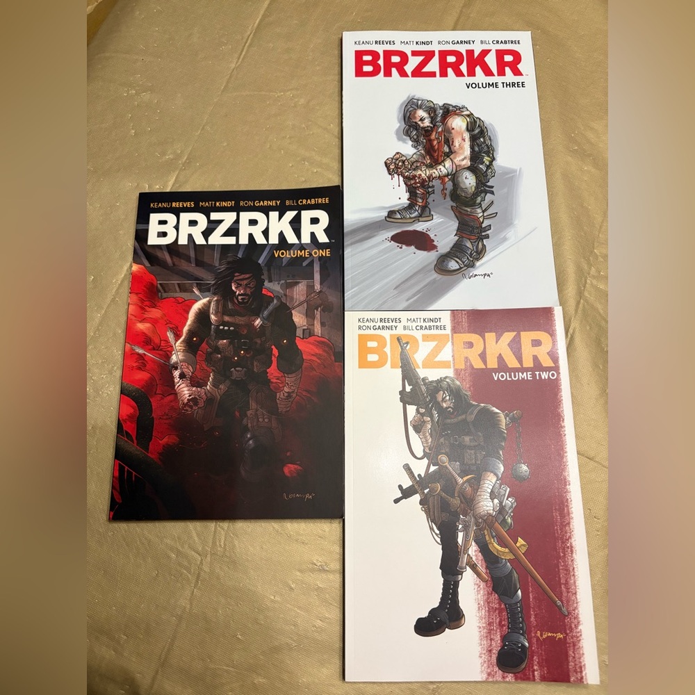 BRZRKR Comic Book, Volumes 1-3 ( Keanu Reeves is one of the authors )